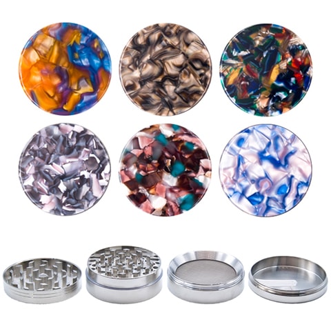 52mm 4-Part Top Marble Style Tobacco Grinder